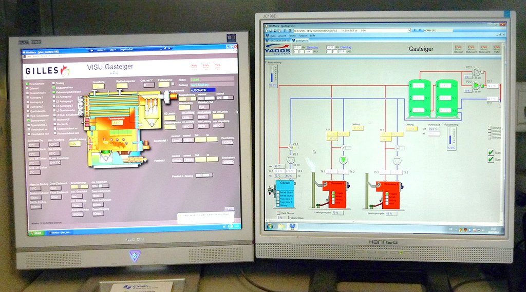Bildschirme vom Nahwärmenetz Gasteiger